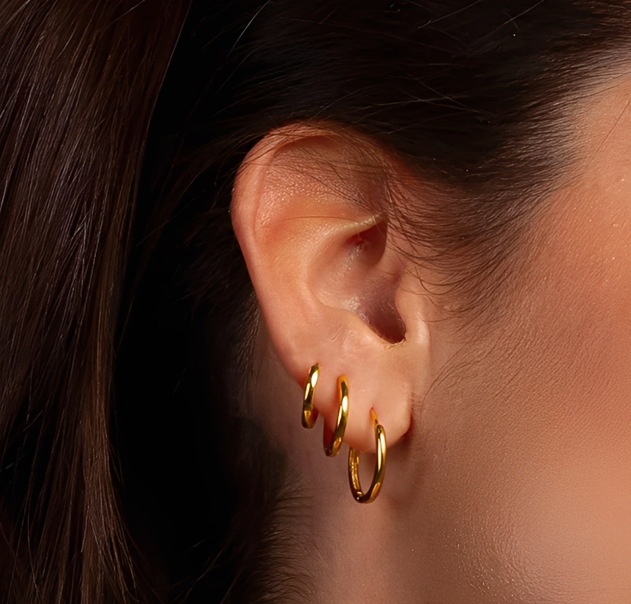 18K Gold Plated Trio Hoop Earrings