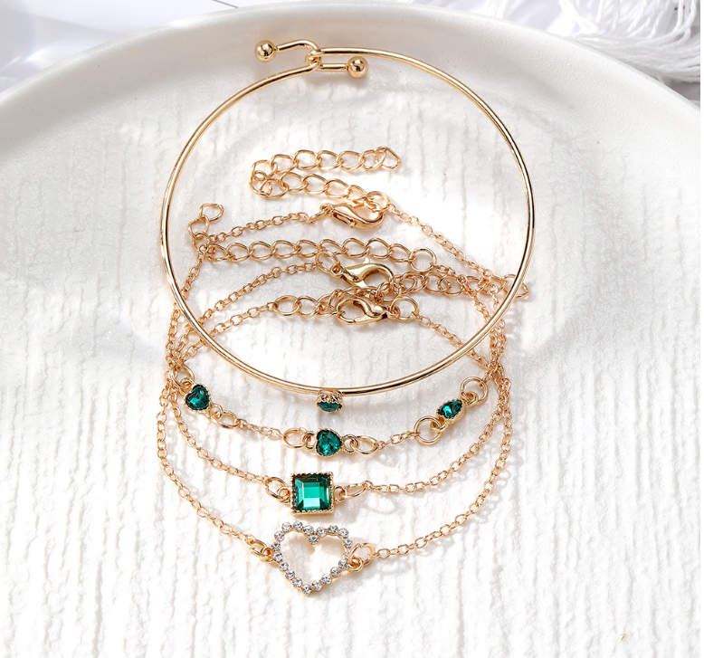 Emerald Elegance Bracelet Set