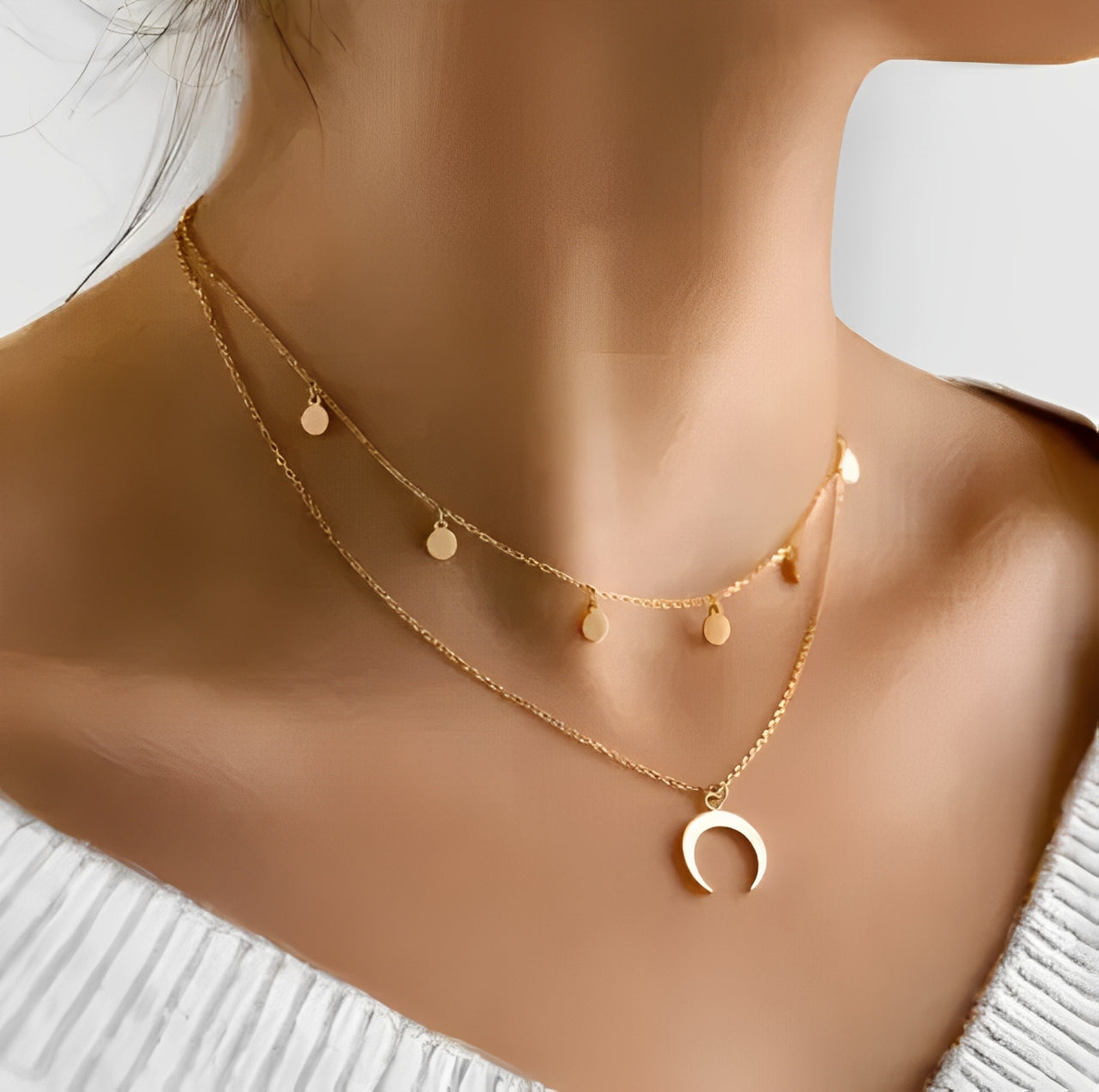 18K Gold Plated- Half Moon necklace