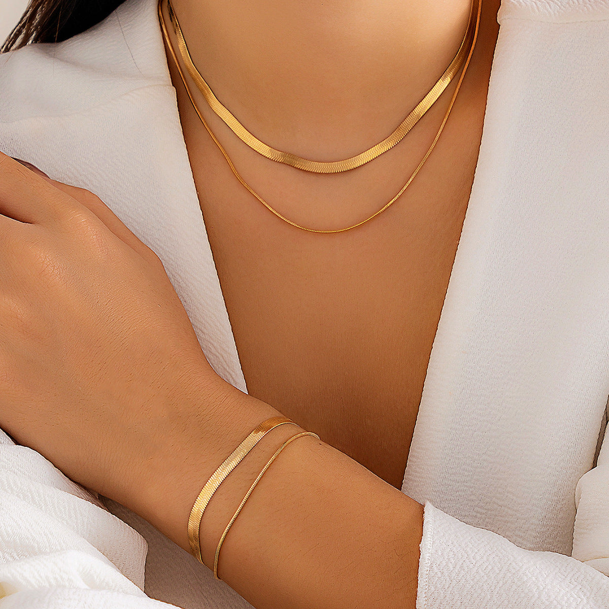 Double Layer Snake Chain Set