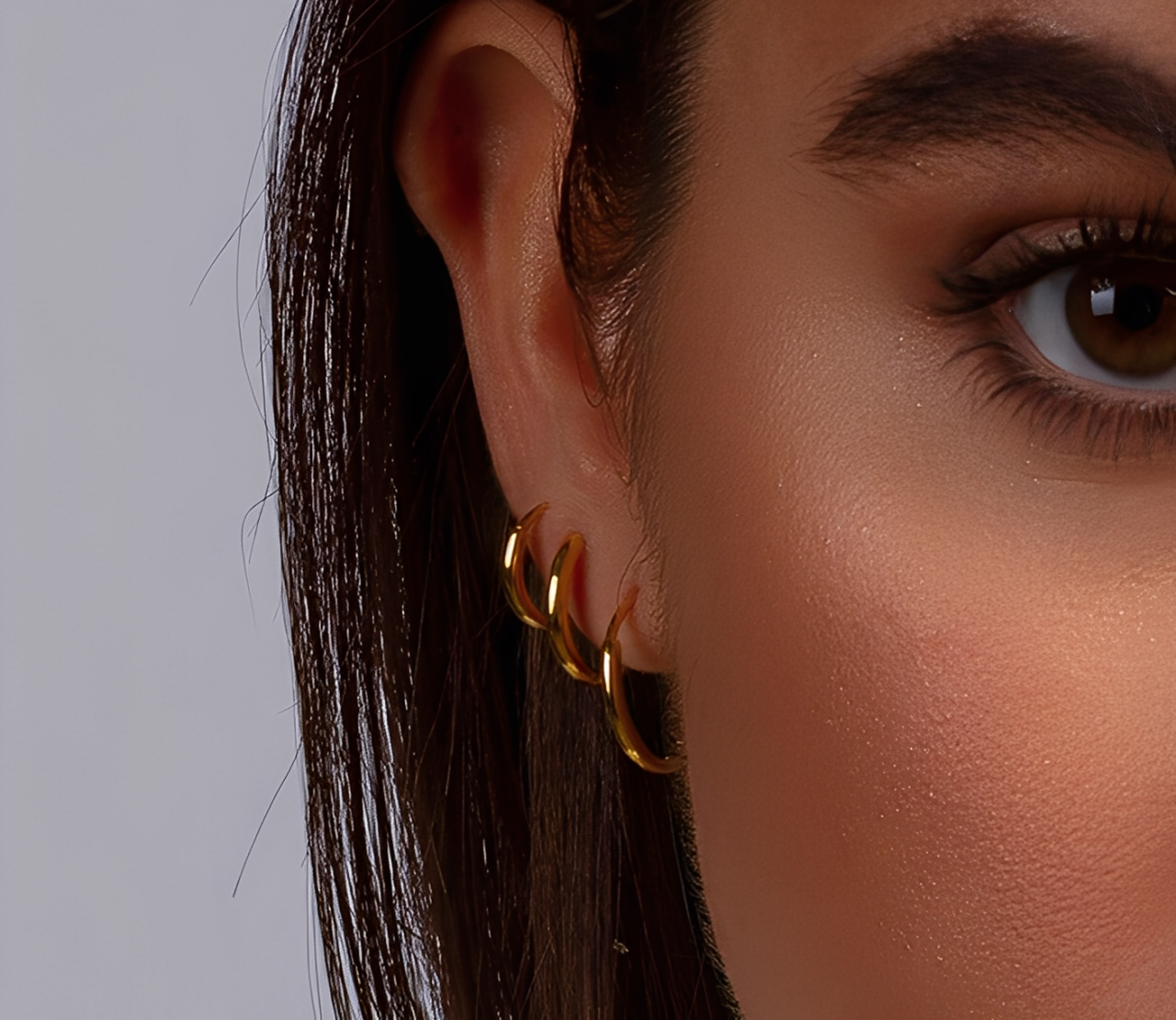 18K Gold Plated Trio Hoop Earrings