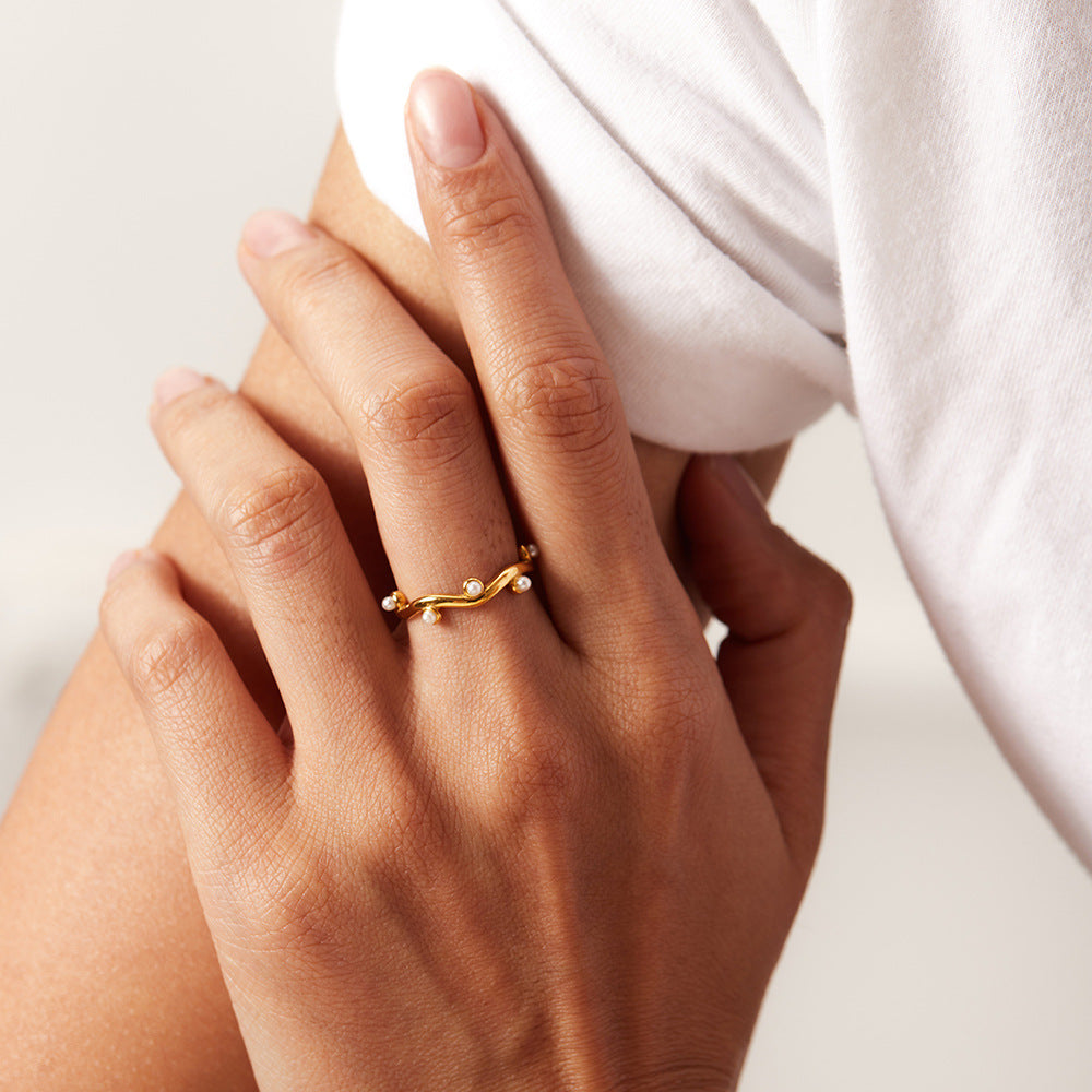 18K Gold-plated Pearl Ring